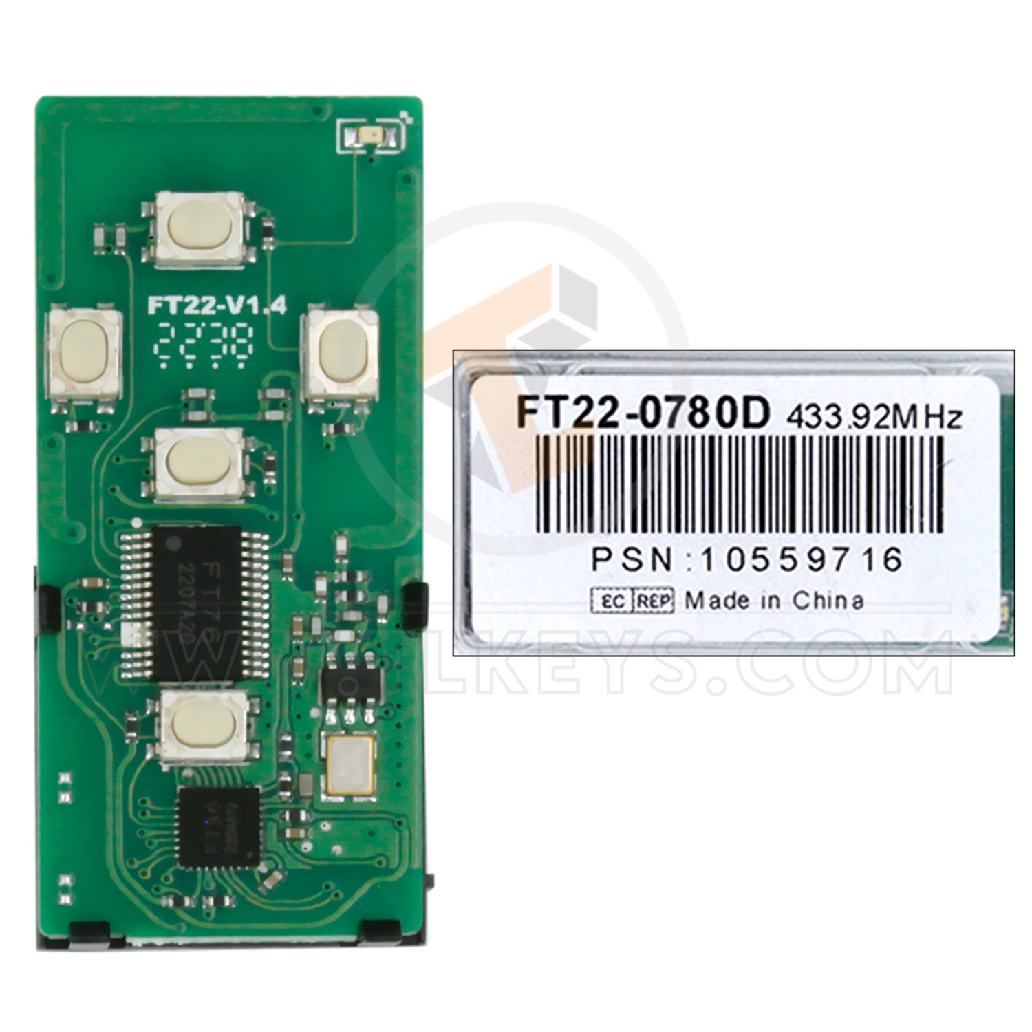 Lonsdor FT22-0780D Smart Key Remote Board 5 Buttons 433.92MHz Remote Type PCB
